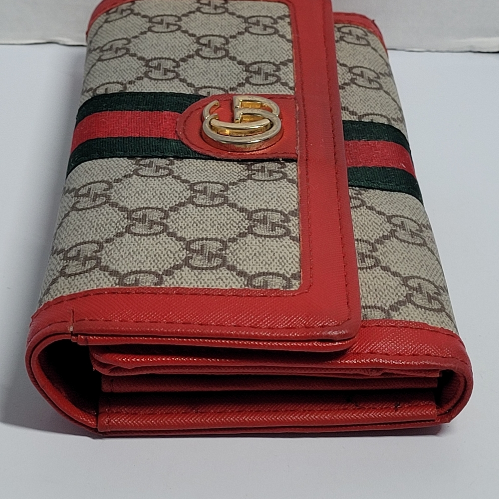 Gucci Ophidia GG Continental Wallet Supreme Canvas Brown/Red Trim W/Blemishes Se - Picture 16 of 16